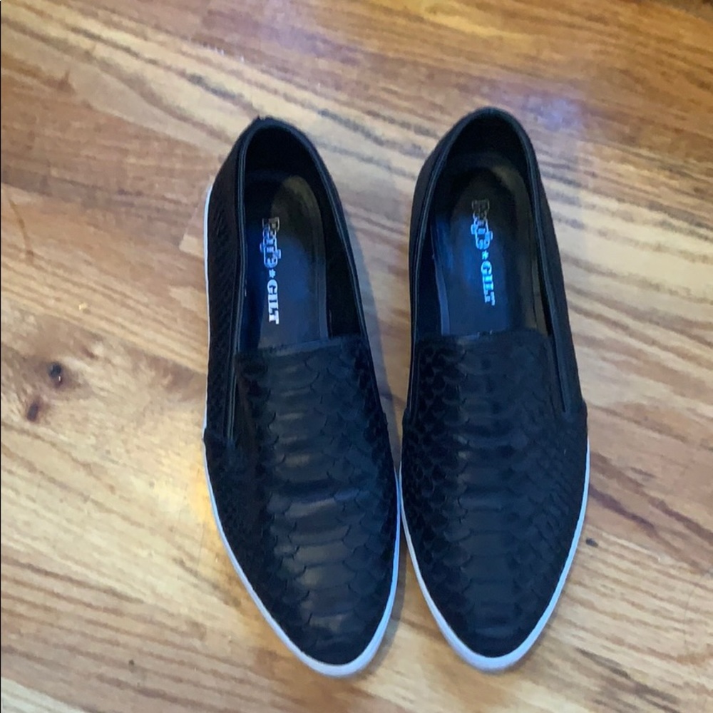 People Gilt Snakeskin Slides